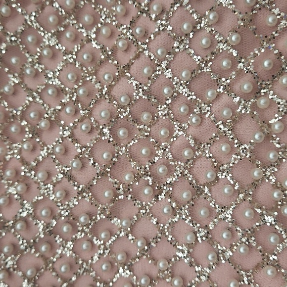 Y2k Handcrafted Pearl Details Stretchy Fabric Stealth Mini Formal Skirt Sz M - Picture 3 of 12